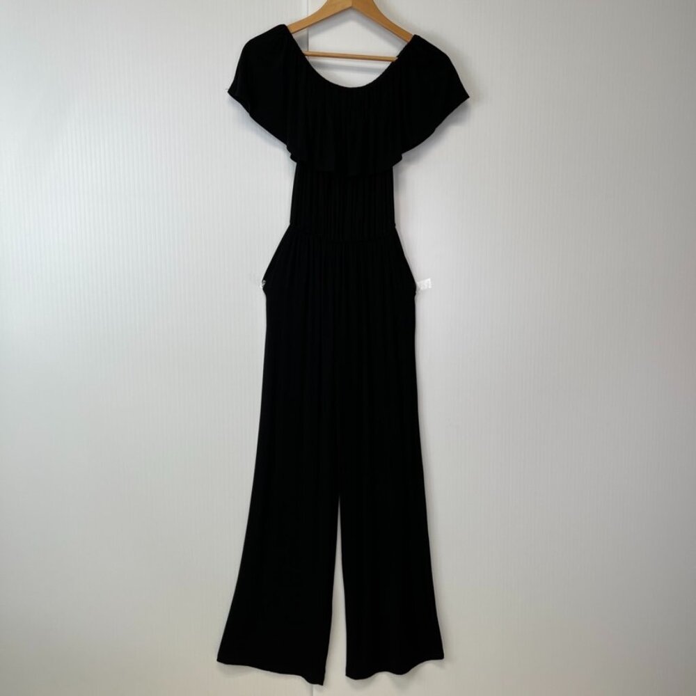 BB Dakota Jumpsuit Women Extra Small Flare Leg Elastic Waist Pocket Work Core No